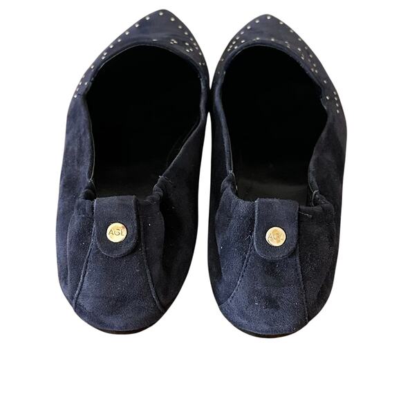 AGL Studded Blue Suede Pointed Toe Flats 40 1/2 US 10.5 EUC - Picture 4 of 9